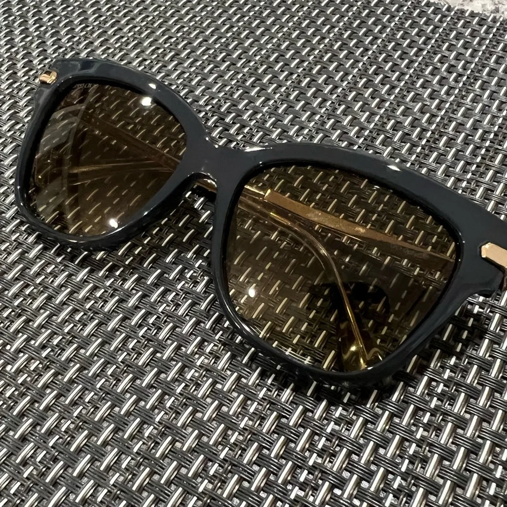 Jimmy Choo Women’s Authentic Olive Green Gold Sides Sunglasses + Kate Spade Case